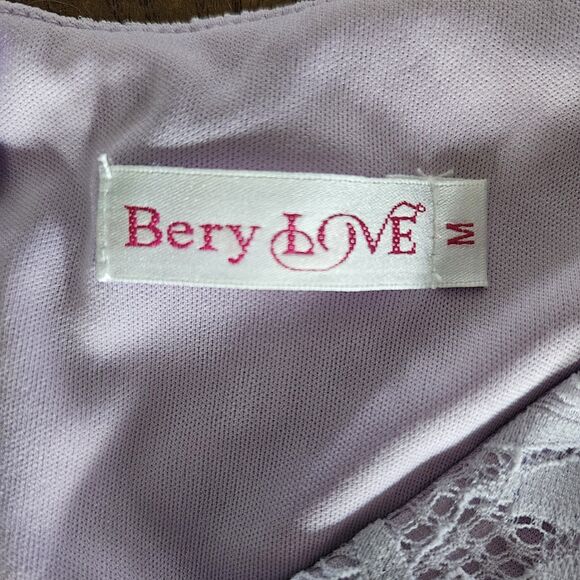 Bery Love Lilac Lace Dress Size M  Fully Lined Sleeveless V-Neck Cocktail Gown - Picture 6 of 8